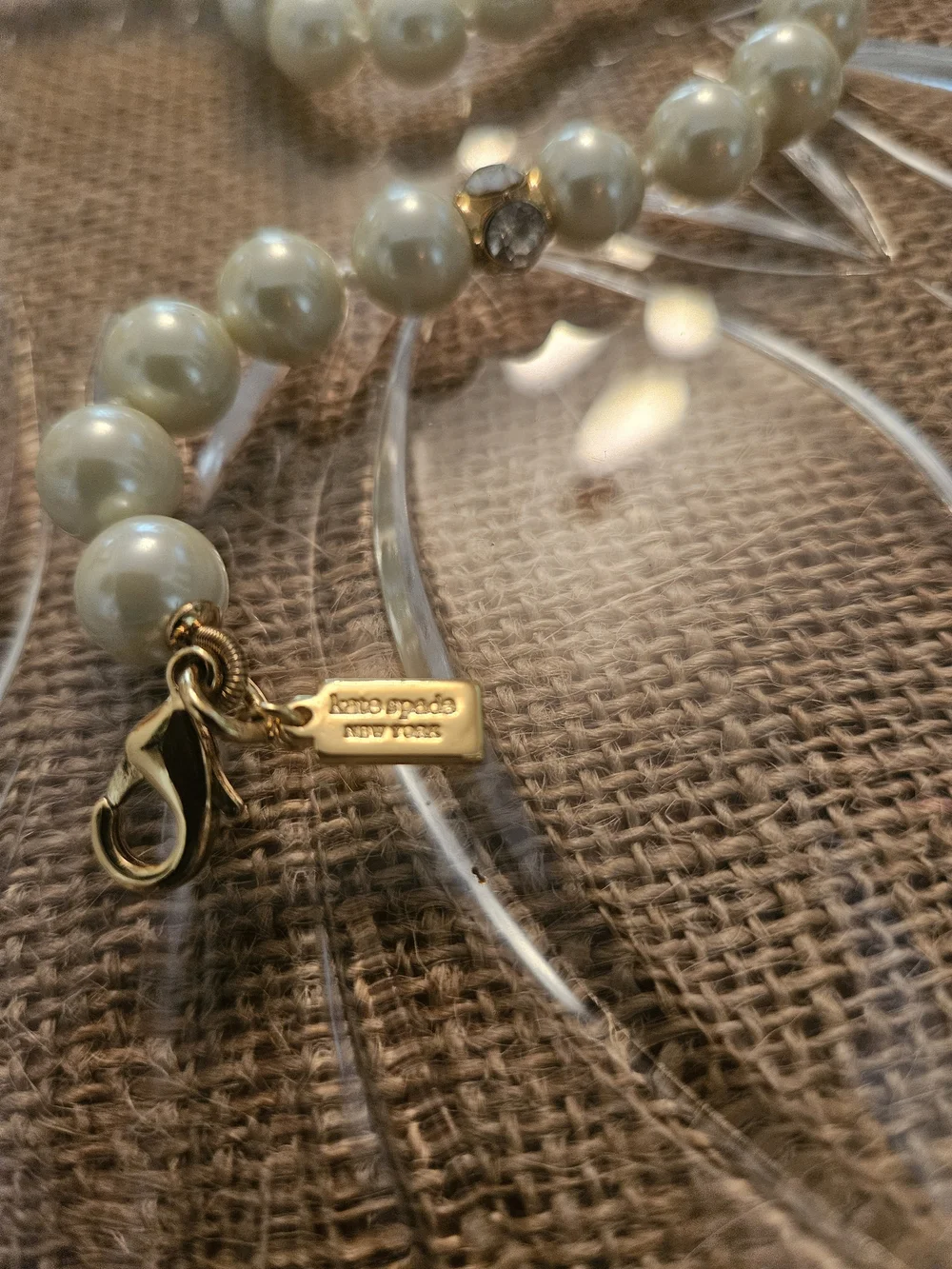 kate spade Pearl Bead Necklace in Cream with Gold Accents